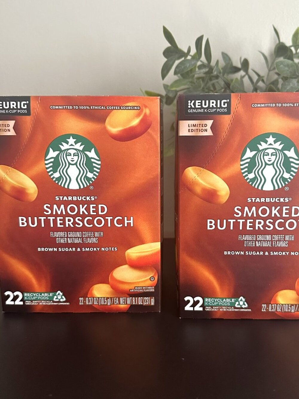 2 Boxes Starbucks SMOKED BUTTERSCOTCH 22 Count K Cups 44 Coffee Pods Ltd Edition